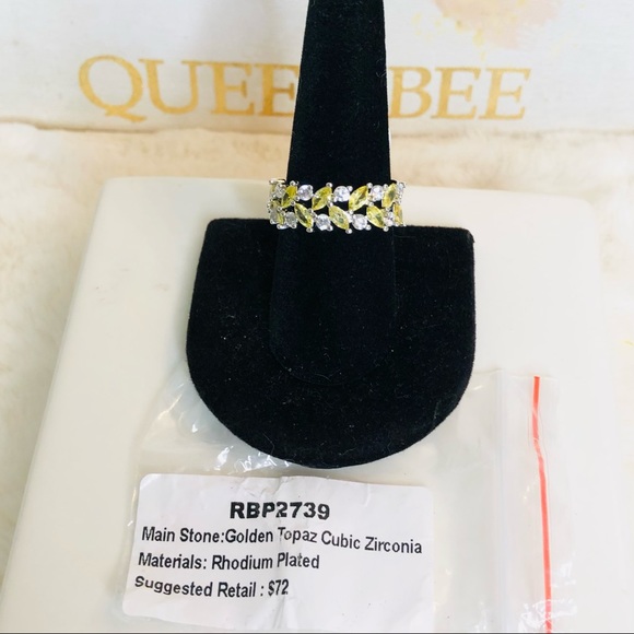 Bomb Party Golden Topaz & Cubic Zirconia Ring size 9 - Picture 2 of 4